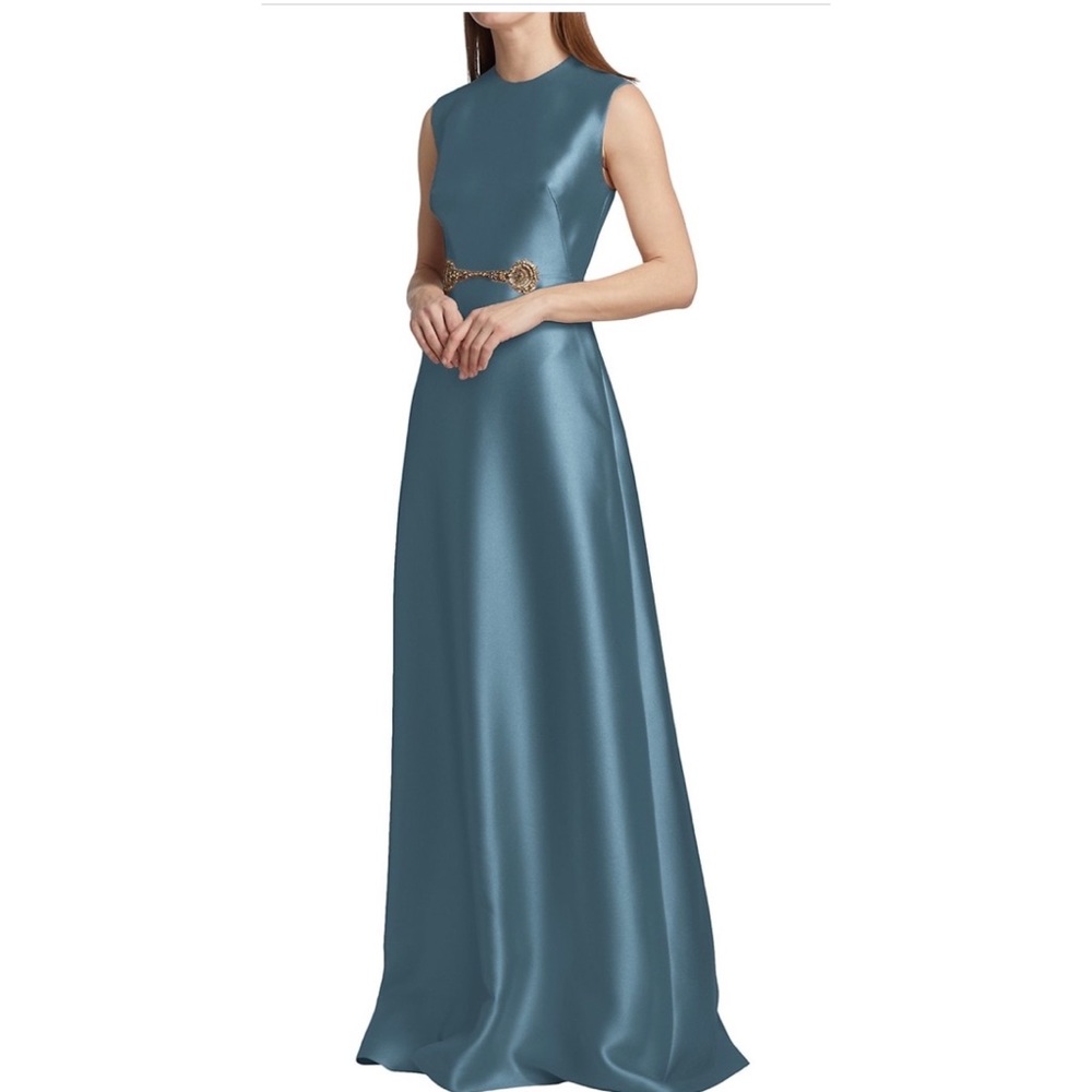 REEM ACRA MIKADO PIQUE EMBELLISHED GOWN CURRENT IN STORES